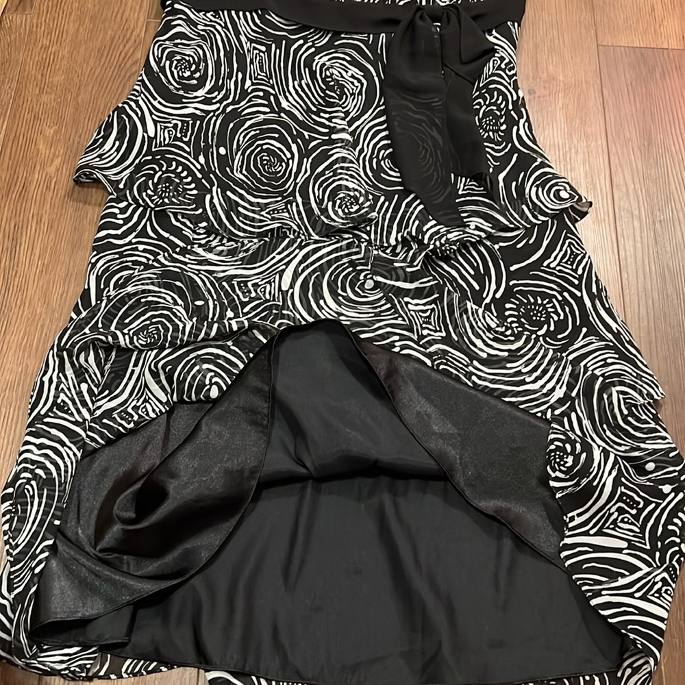 black and white tiered ruffle dress Holiday Party wedding guest spagatti straps - Picture 9 of 11